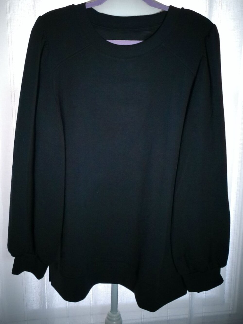 BELLE by KIM Gravel Sweatshirt w/Balloon Sleeves Modal Blend Black NWOT XL